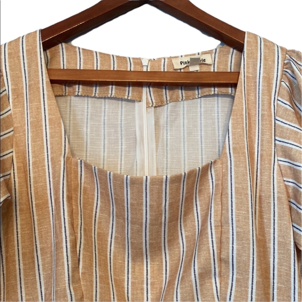 Pink Ripple Camel Striped Zip Back Dress - Picture 2 of 13
